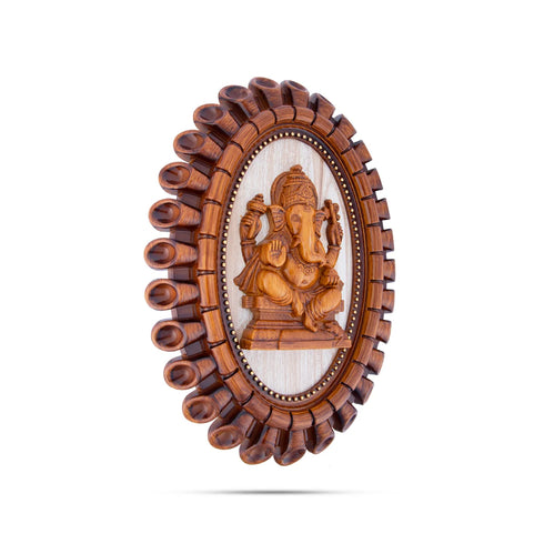 Giri Ganesha Photo Frame Wooden Polish Wall Frame For Home Decor